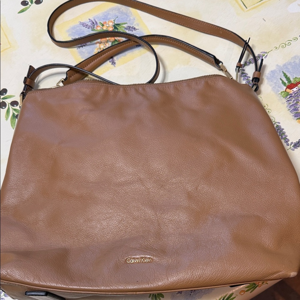 Calvin Klein Brown Leather Shoulder Bag